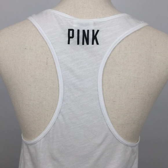 VS PINK Clear Sequined American Flag Size 2 white racerback tank top - Picture 6 of 8